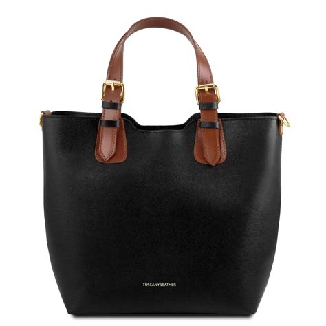 Borsa Shopping In Saffiano Nero 